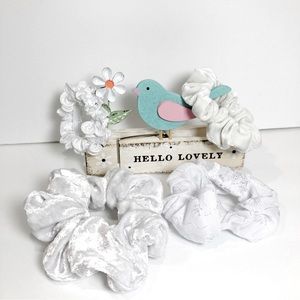 Scrunchie Hair Accessory Bundle (4) White NWOT